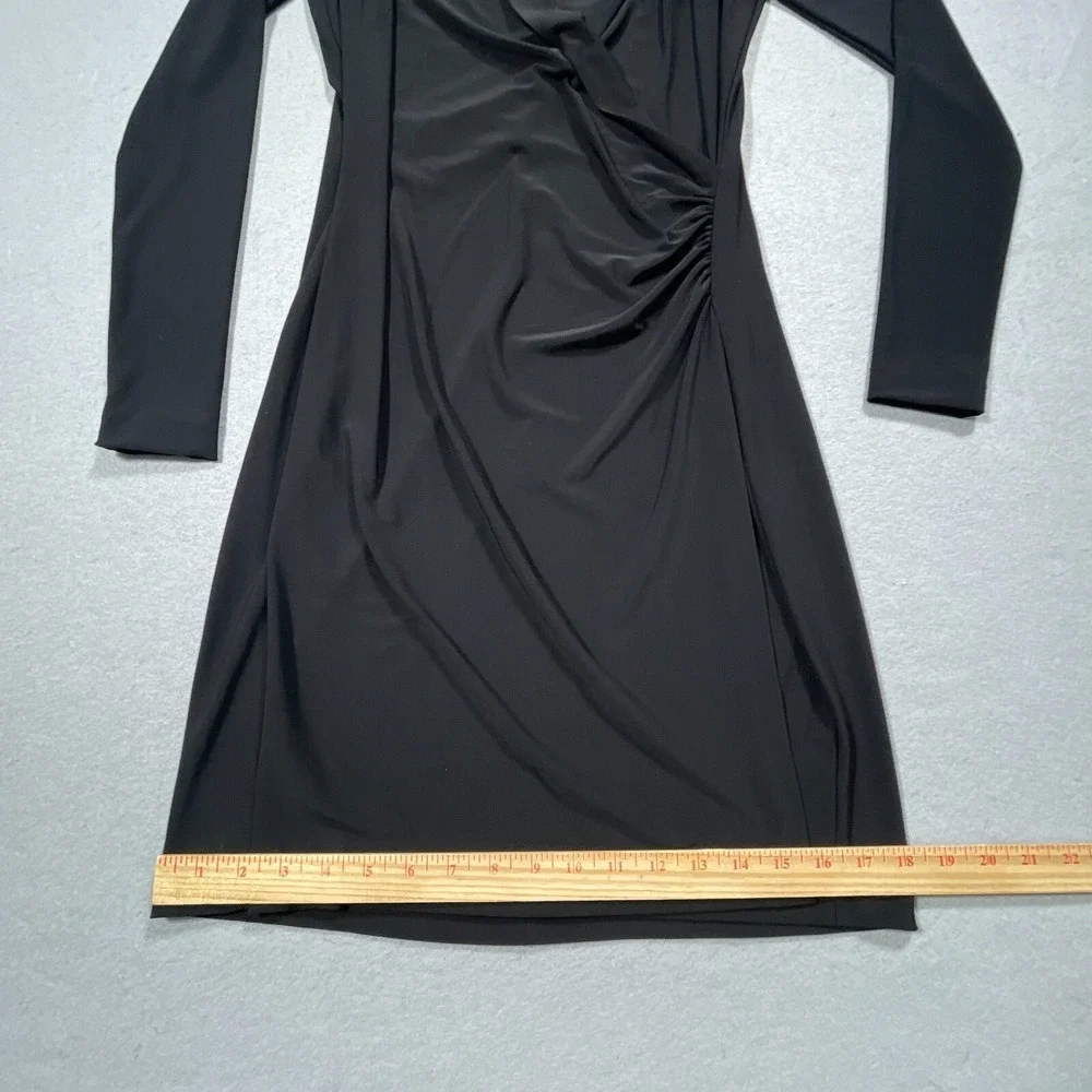 KamaliKulture Dress Women Small Wrap Front Long Sleeve Black Jersey Quiet Luxury